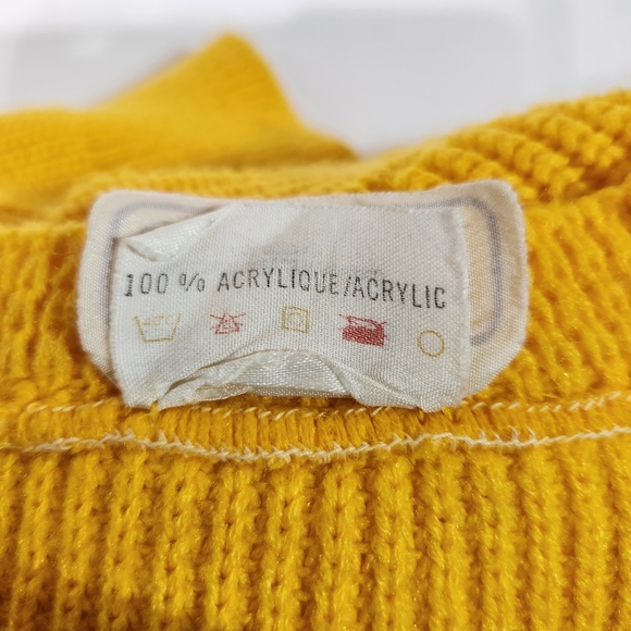 VTG 80s Sears JUNIOR BAZAAR Sunshine Yellow Dolman Sleeves Knit Sweater (36) - Picture 10 of 11